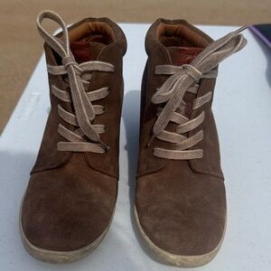 Paul Green Brown Suede Heeled Ankle Boots